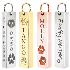 Personalized Vertical Bar Pendant with Chamber to Hold Precious Pet Memorials