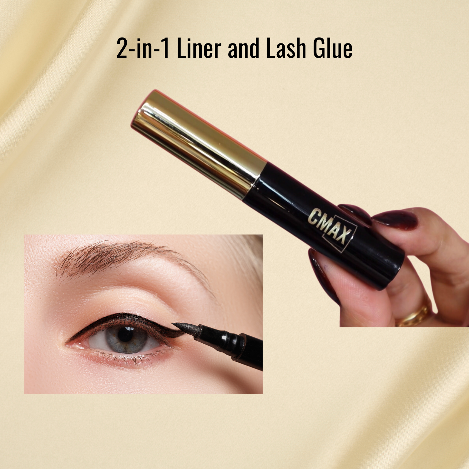 CMax Feather Light False Eyelash Kit with All-in-One Black Eyeliner, Lash Glue, Applicator, and Comb