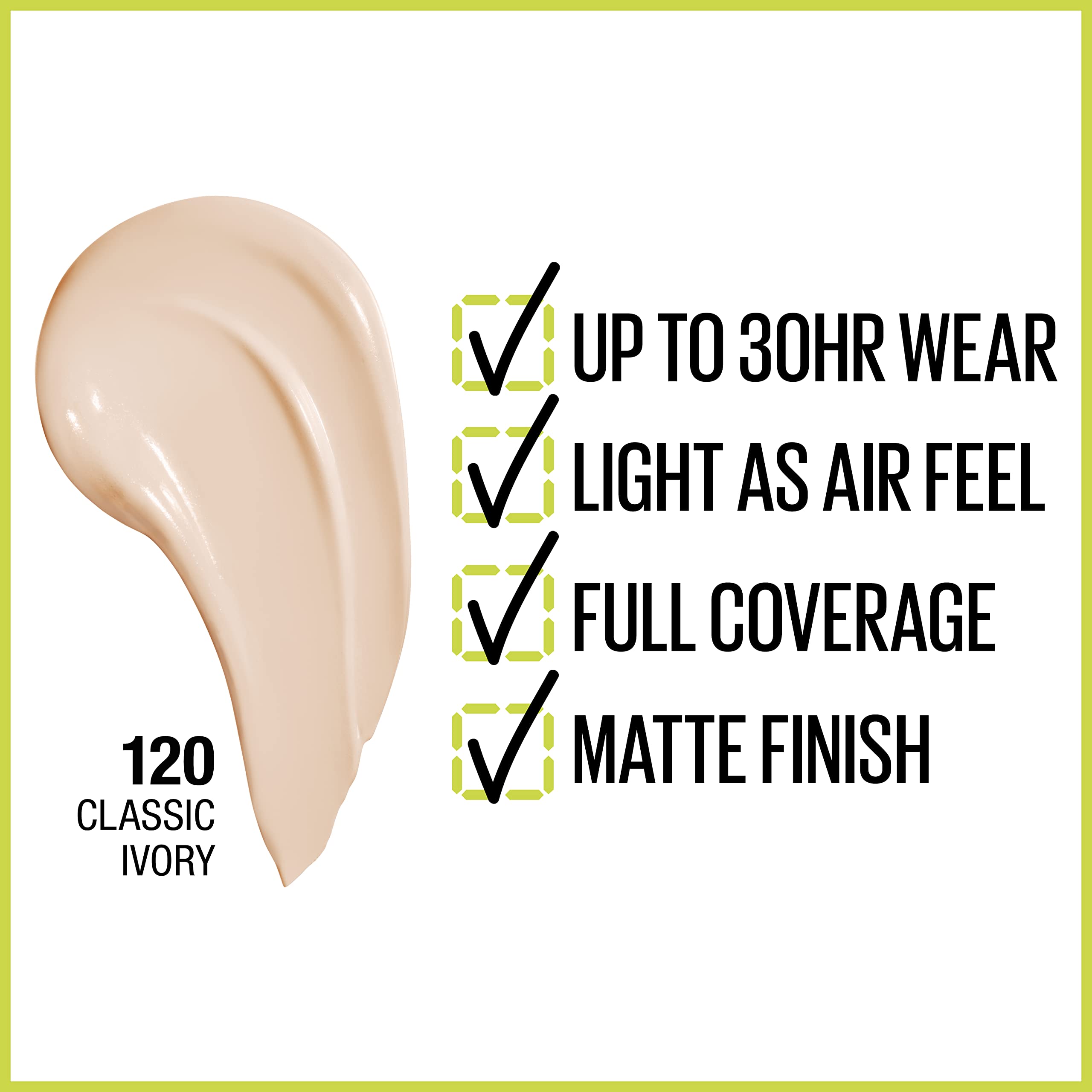 Maybelline Super Stay Full Coverage Foundation: 30-Hour Wear, Matte Finish, Lightweight & Transfer-Resistant