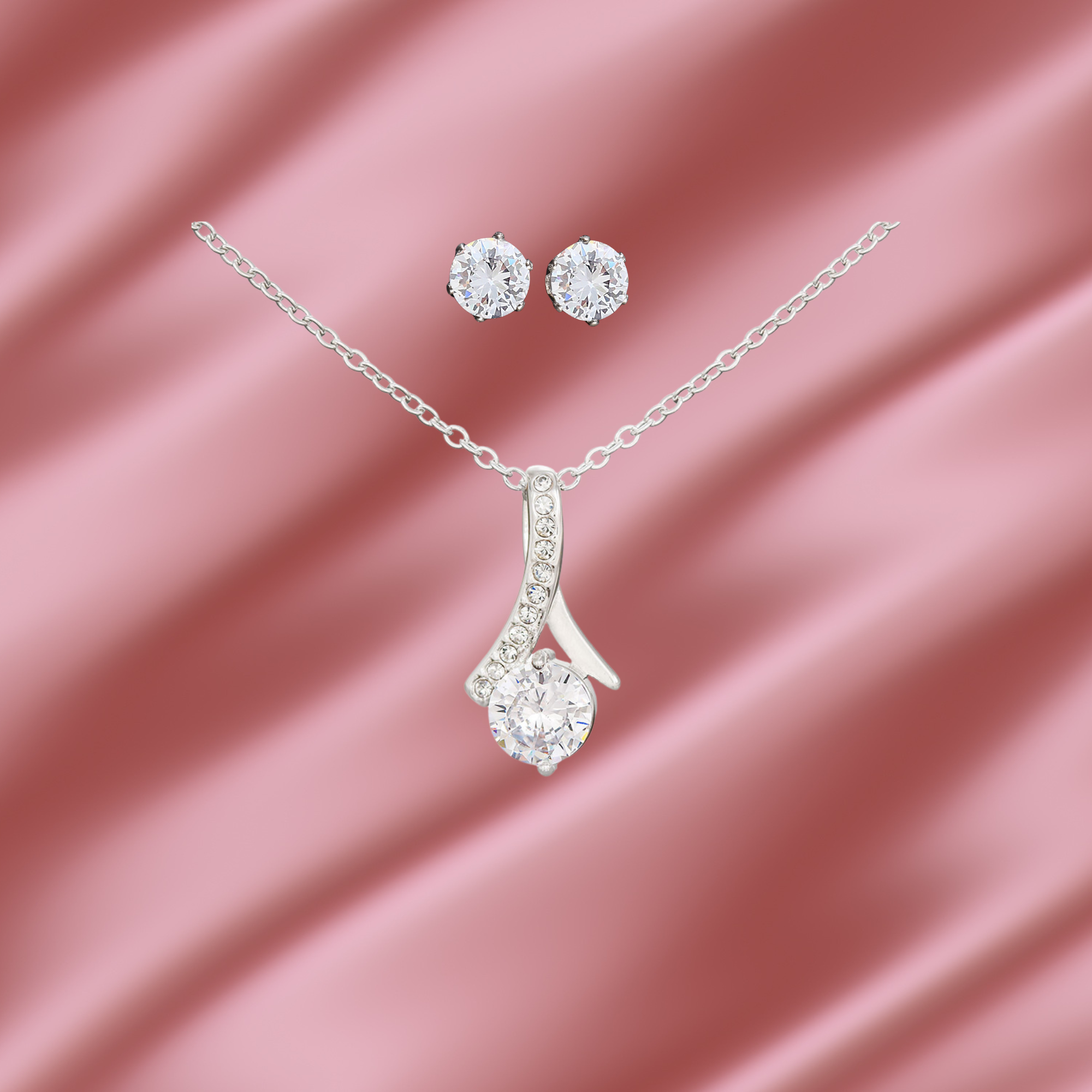Enchanted Elegance Necklace and Cubic Zirconia Earring Set: Gift-Boxed with Heartfelt Message