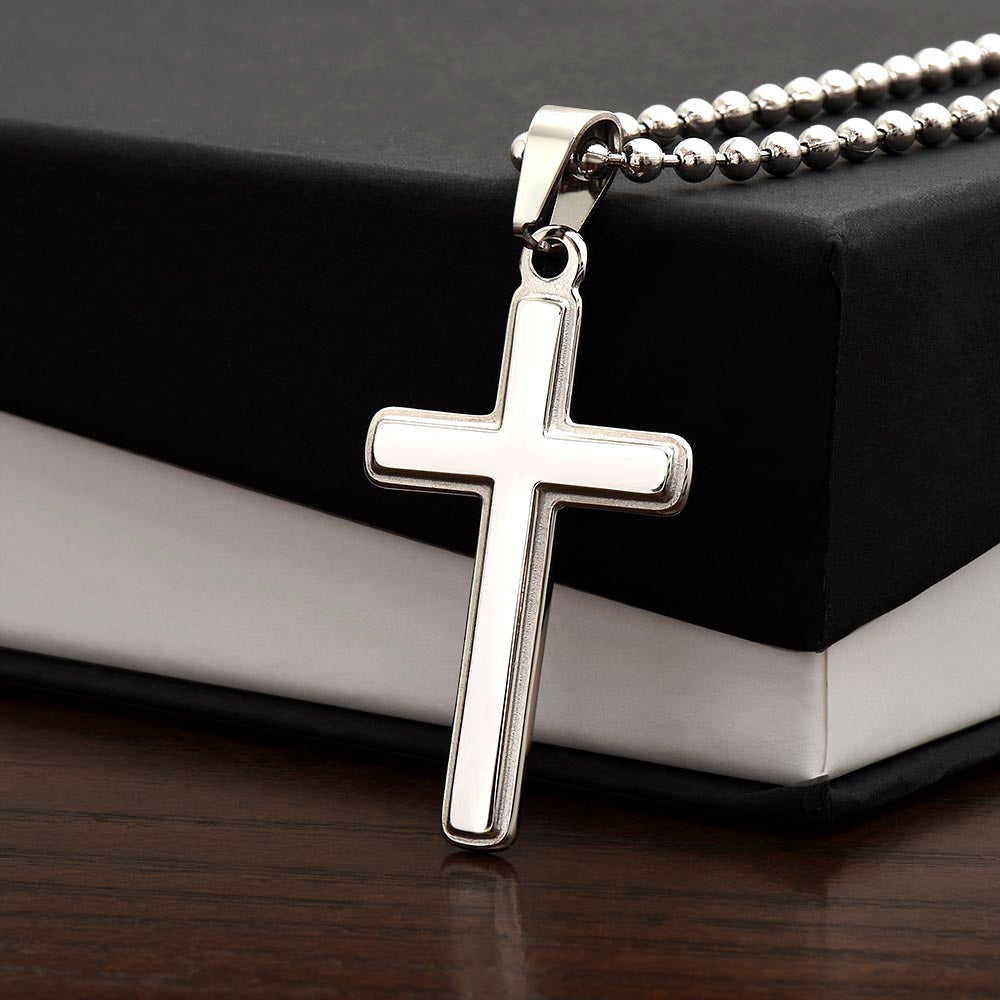 CMax Artisan-Crafted Stainless Steel Cross Necklace with Ball Chain