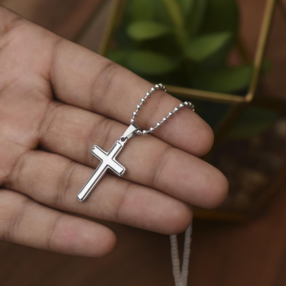 CMax Artisan-Crafted Stainless Steel Cross Necklace with Ball Chain