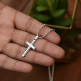 CMax Artisan-Crafted Stainless Steel Cross Necklace with Ball Chain