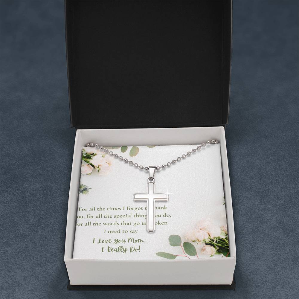 CMax Artisan-Crafted Stainless Steel Cross Necklace with Ball Chain