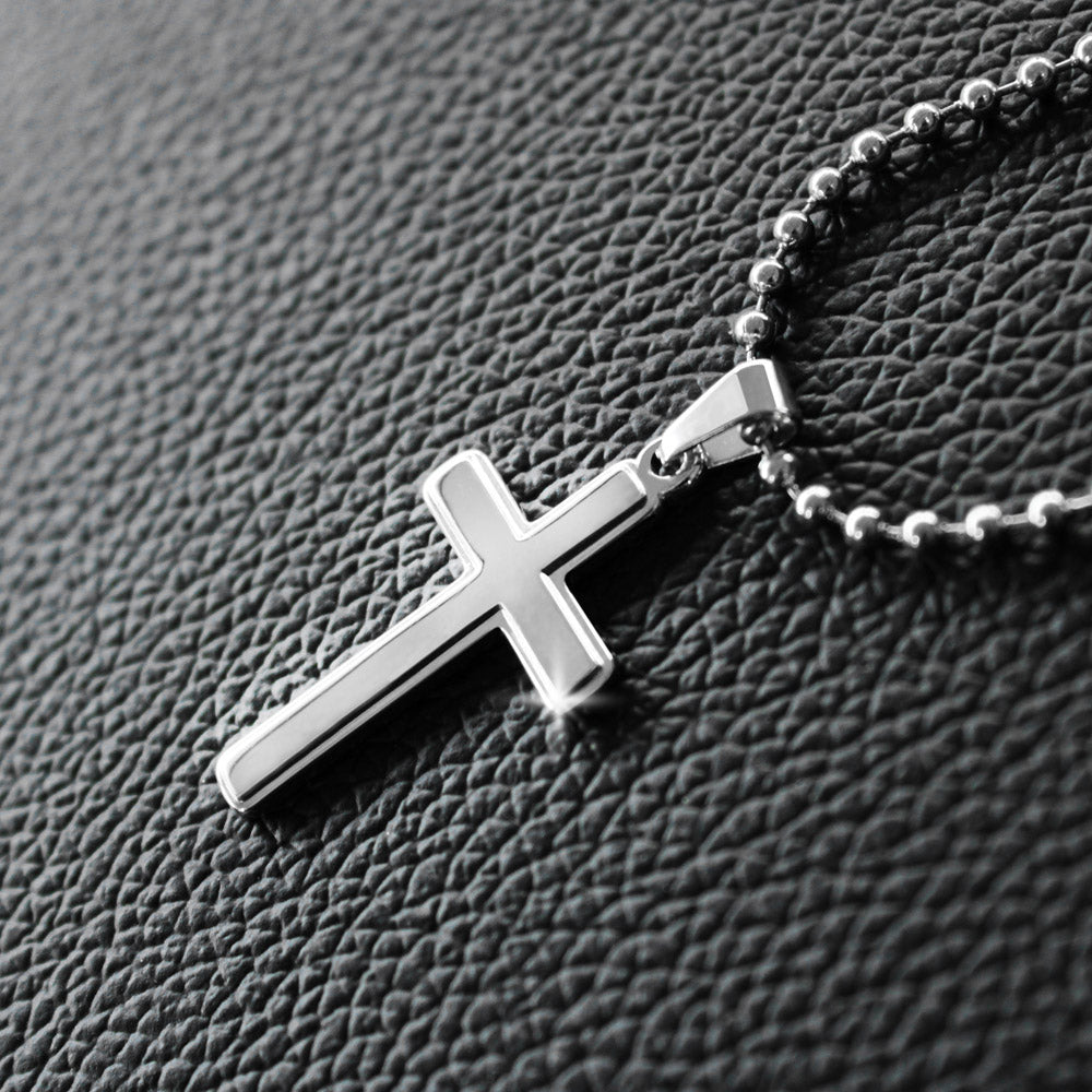 CMax Artisan-Crafted Stainless Steel Cross Necklace with Ball Chain