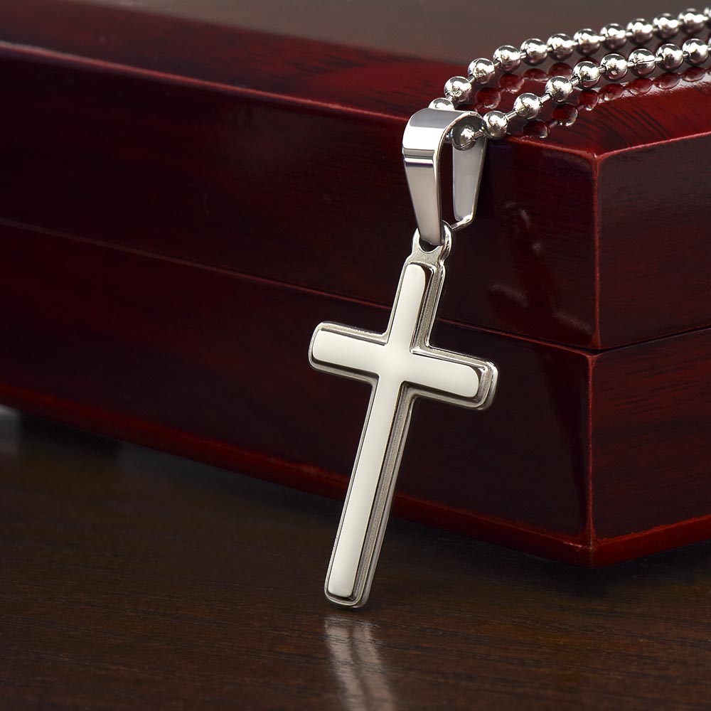 CMax Artisan-Crafted Stainless Steel Cross Necklace with Ball Chain