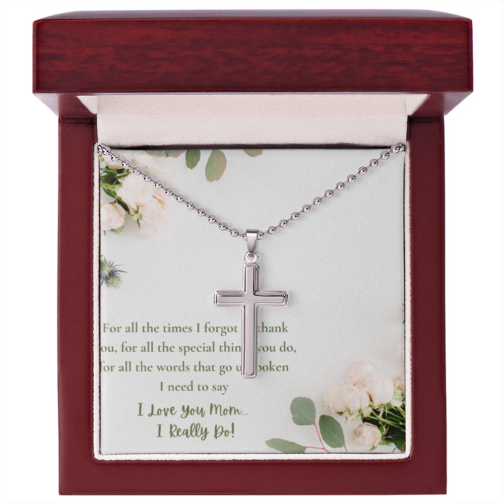 CMax Artisan-Crafted Stainless Steel Cross Necklace with Ball Chain