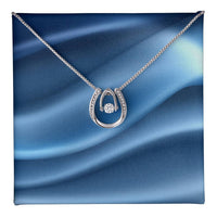 CMax Lucky Charm White Gold over Stainless Steel Necklace with Personalized Message Card