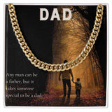 Adjustable Cuban Link Necklace Polished Stainless Steel or 14k Yellow Gold over Stainless Steel with Message Card to Dad