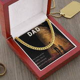 Adjustable Cuban Link Necklace Polished Stainless Steel or 14k Yellow Gold over Stainless Steel with Message Card to Dad