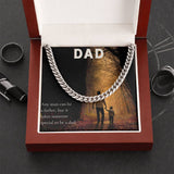 Adjustable Cuban Link Necklace Polished Stainless Steel or 14k Yellow Gold over Stainless Steel with Message Card to Dad