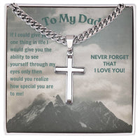 CMax Engravable Cross Necklace with Adjustable Cuban Chain with Personalized Message Card Dedicated