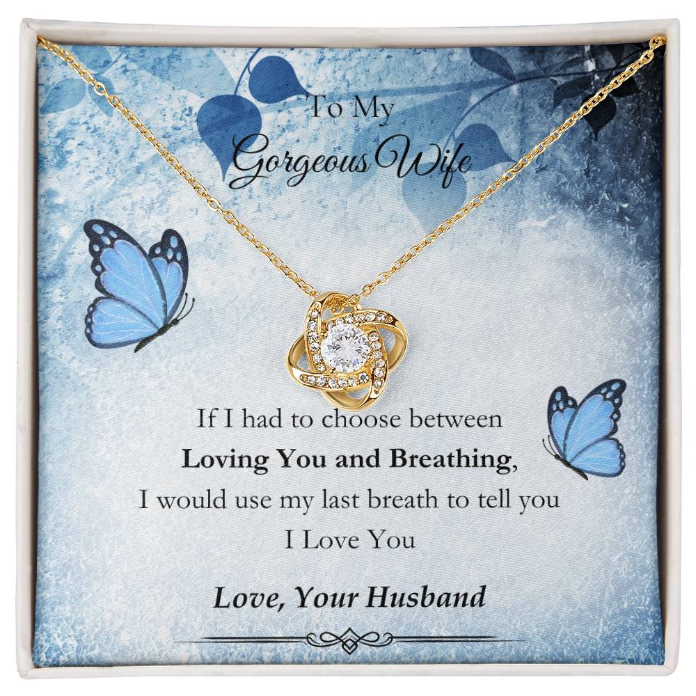 CMax Infinity Knot in Choice of 14k White Gold or 18k Yellow Gold with Customizable Personalized Message Card To My Gorgeous Wife