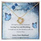 CMax Infinity Knot in Choice of 14k White Gold or 18k Yellow Gold with Customizable Personalized Message Card To My Gorgeous Wife