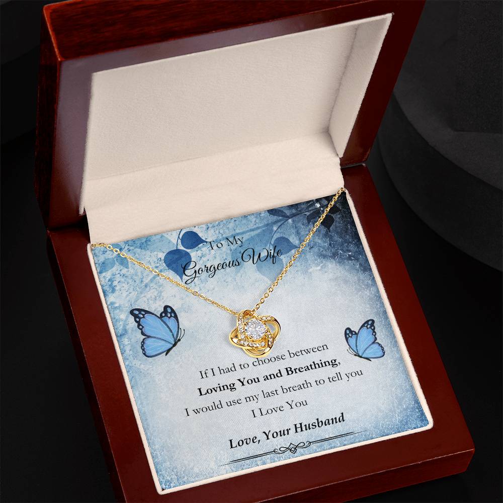 CMax Infinity Knot in Choice of 14k White Gold or 18k Yellow Gold with Customizable Personalized Message Card To My Gorgeous Wife