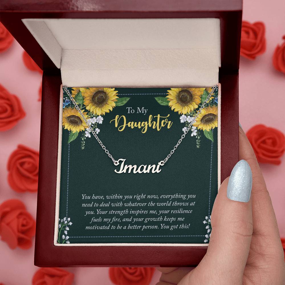 CMax To My Daughter Personalized Name Necklace Gift Set with Heartfelt Message Card and Gift Box