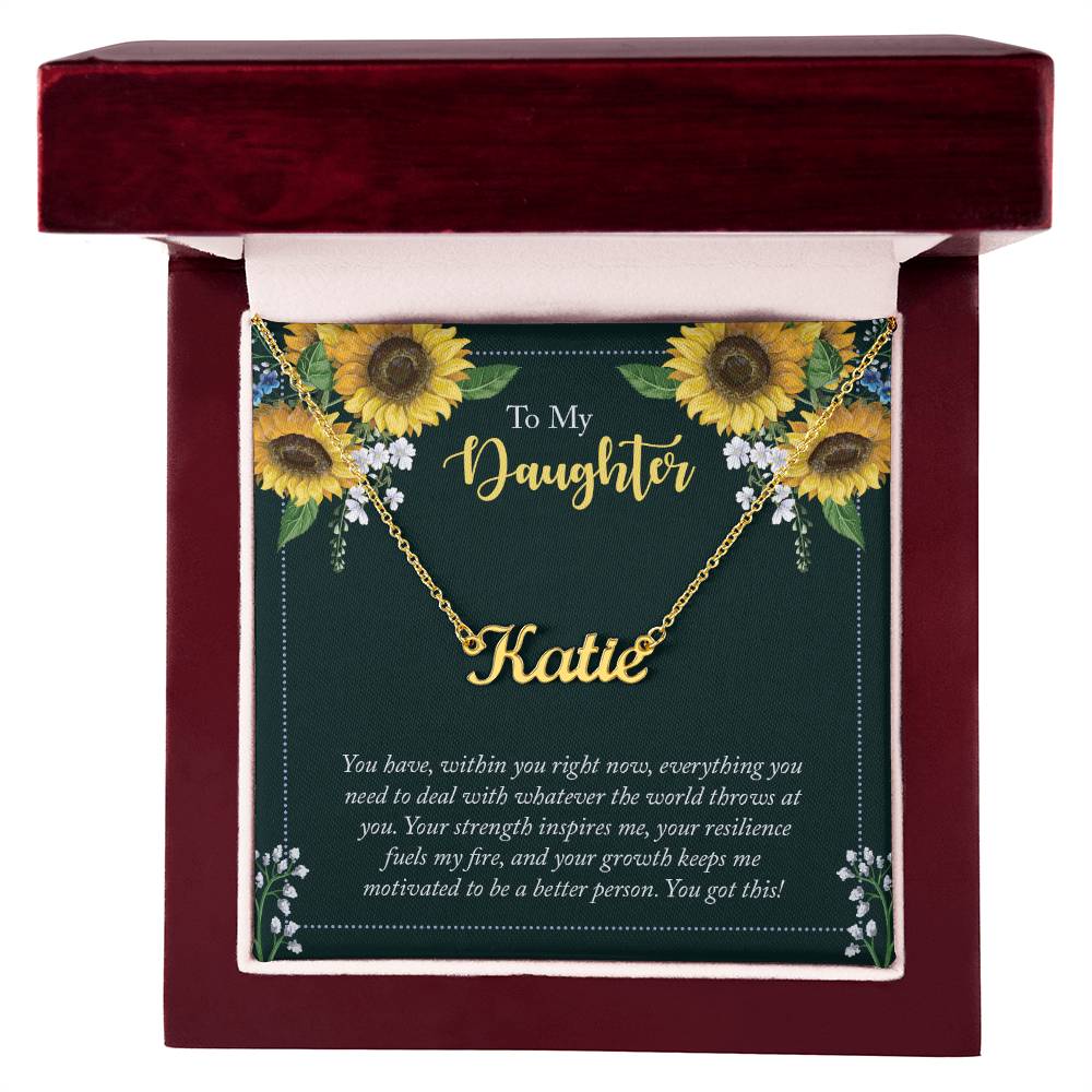 CMax To My Daughter Personalized Name Necklace Gift Set with Heartfelt Message Card and Gift Box