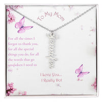 CMax To My Mom Personalized Vertical Name Necklace with Up to 4 Names, Customizable Message Card and Gift Box