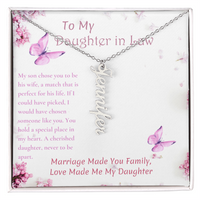 To My Daughter in Law Name Necklace Gift Set, Personalized Engraved Gift Daughter in Law Gift From Mother In Law