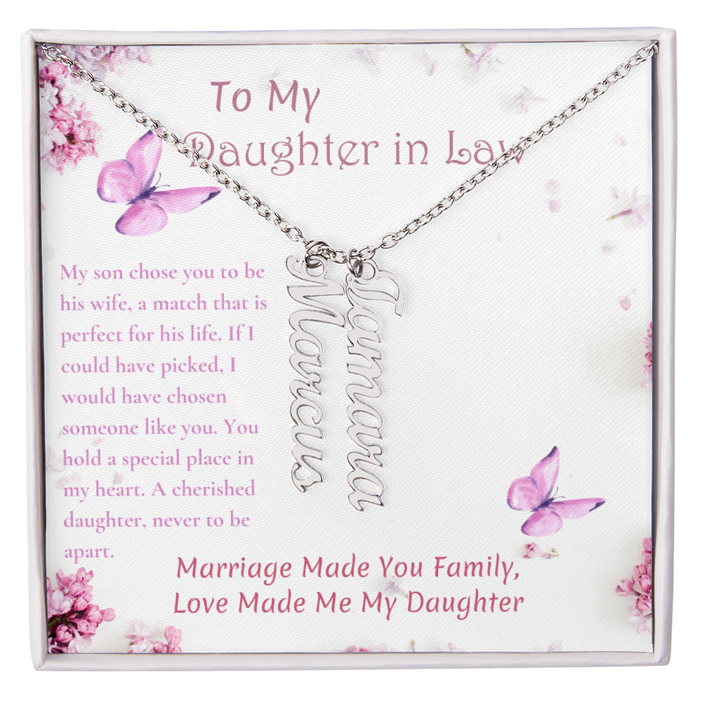 To My Daughter in Law Name Necklace Gift Set, Personalized Engraved Gift Daughter in Law Gift From Mother In Law