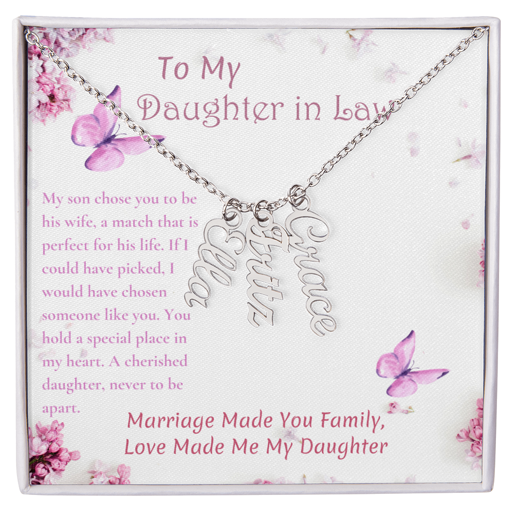 To My Daughter in Law Name Necklace Gift Set, Personalized Engraved Gift Daughter in Law Gift From Mother In Law