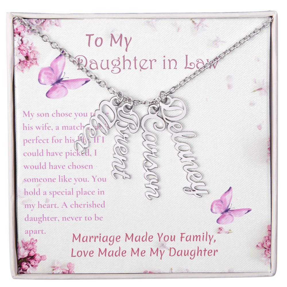 To My Daughter in Law Name Necklace Gift Set, Personalized Engraved Gift Daughter in Law Gift From Mother In Law