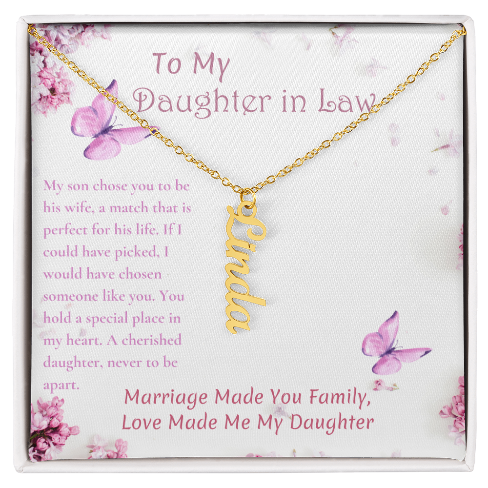 To My Daughter in Law Name Necklace Gift Set, Personalized Engraved Gift Daughter in Law Gift From Mother In Law