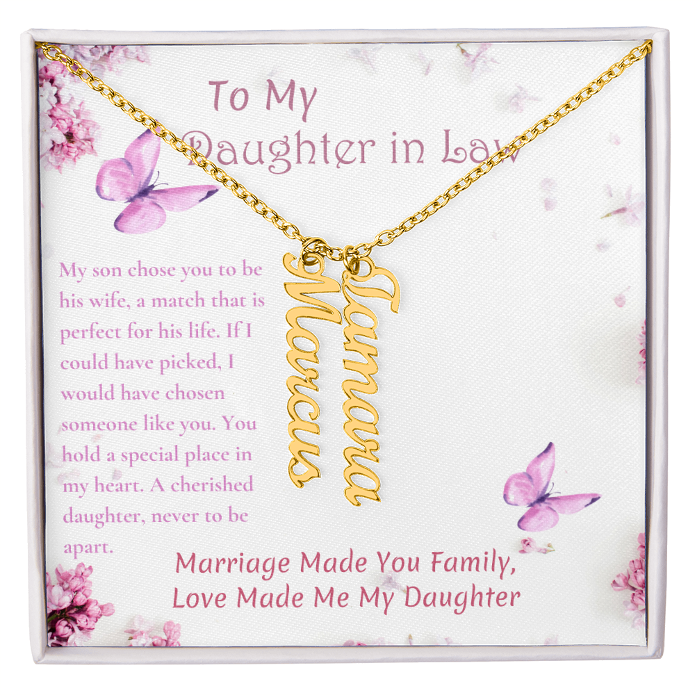 To My Daughter in Law Name Necklace Gift Set, Personalized Engraved Gift Daughter in Law Gift From Mother In Law