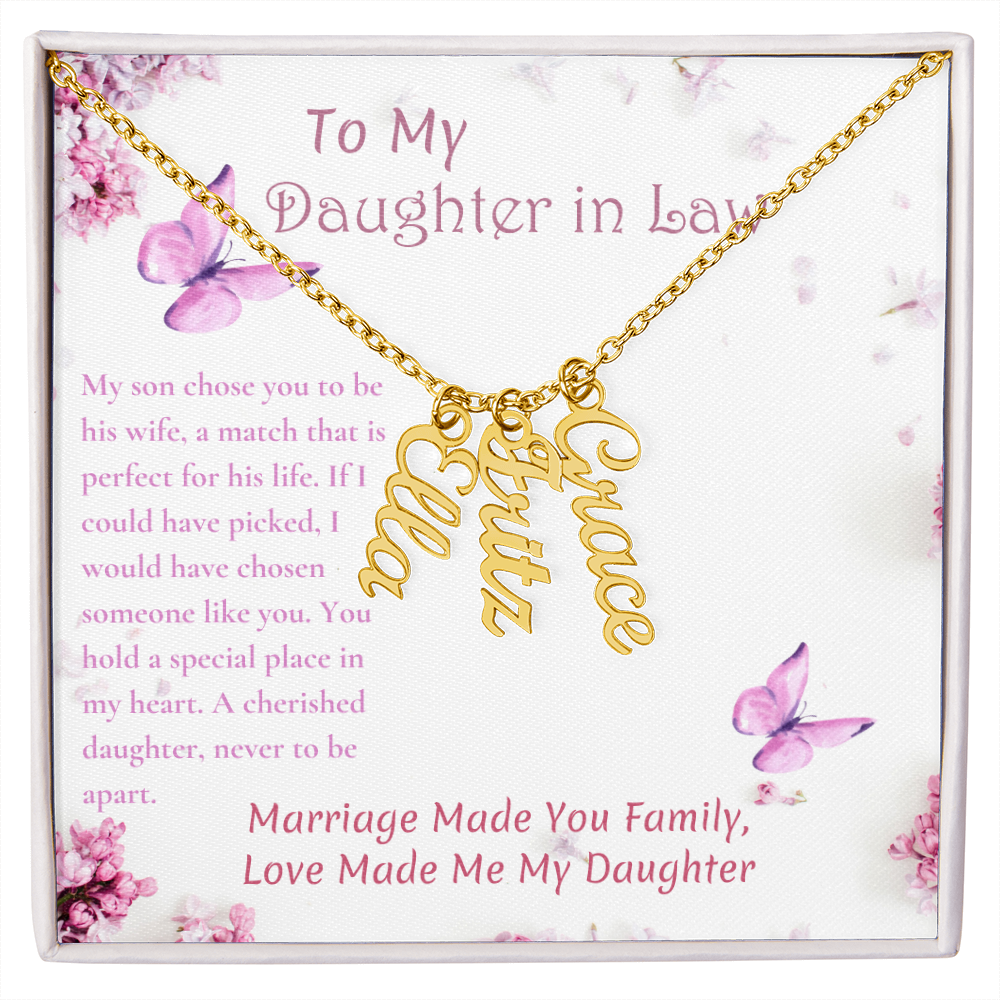 To My Daughter in Law Name Necklace Gift Set, Personalized Engraved Gift Daughter in Law Gift From Mother In Law