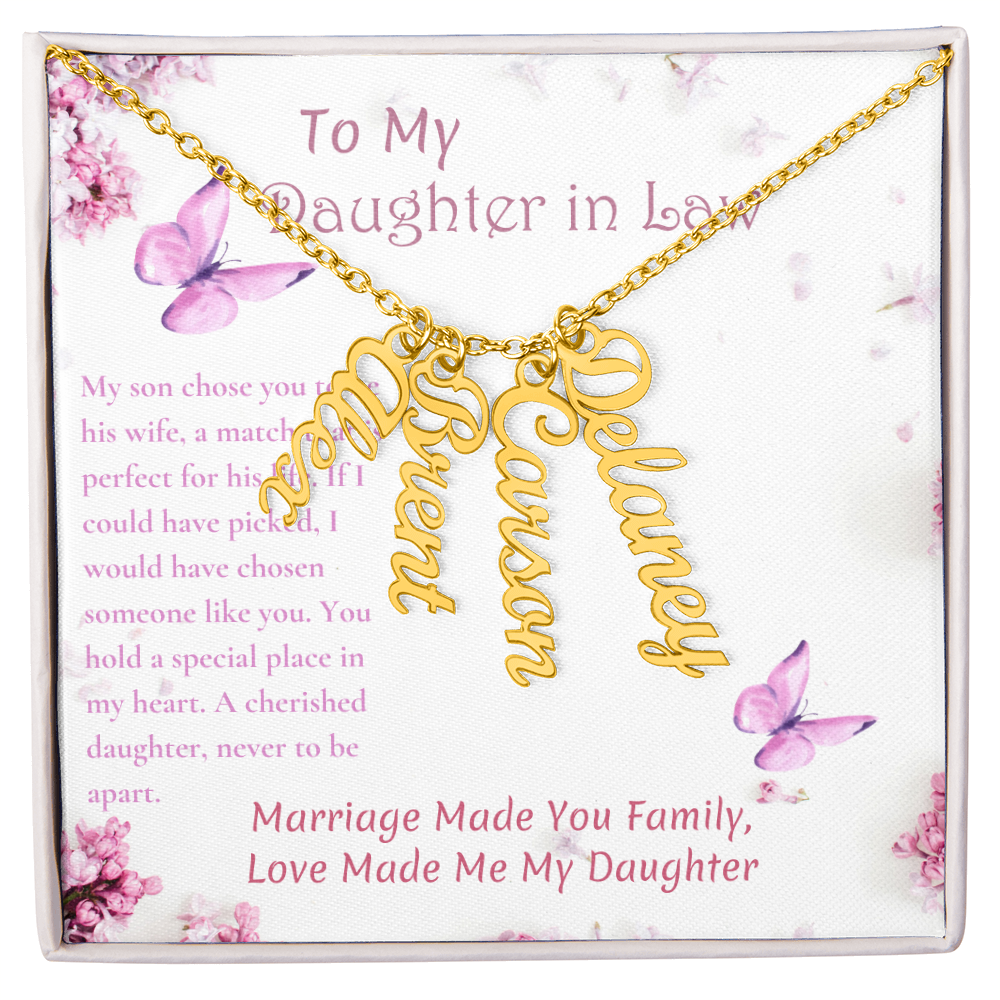 To My Daughter in Law Name Necklace Gift Set, Personalized Engraved Gift Daughter in Law Gift From Mother In Law