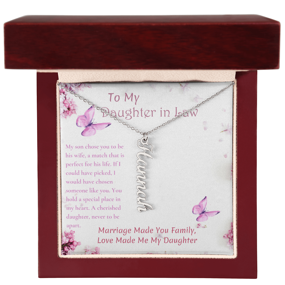 To My Daughter in Law Name Necklace Gift Set, Personalized Engraved Gift Daughter in Law Gift From Mother In Law