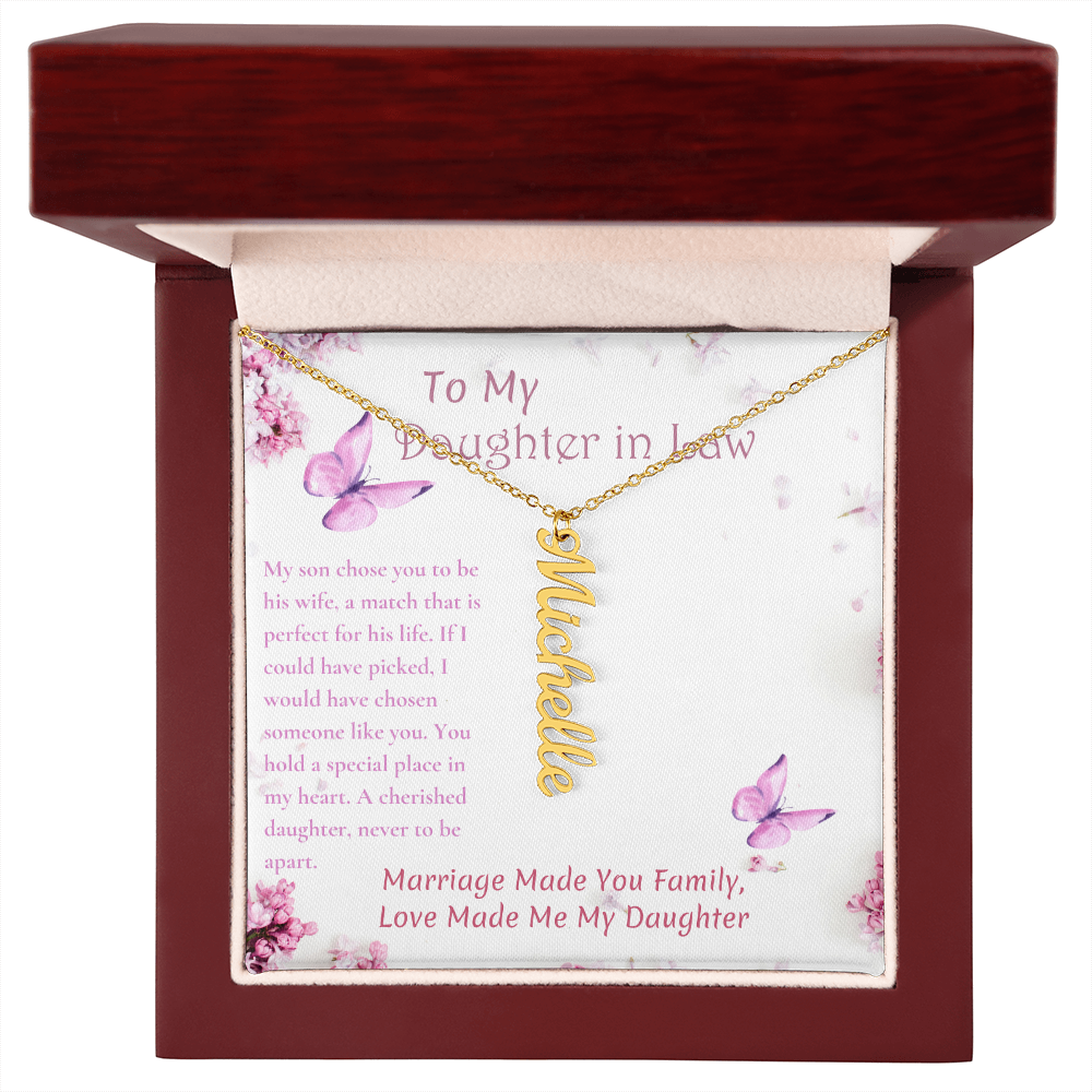 To My Daughter in Law Name Necklace Gift Set, Personalized Engraved Gift Daughter in Law Gift From Mother In Law