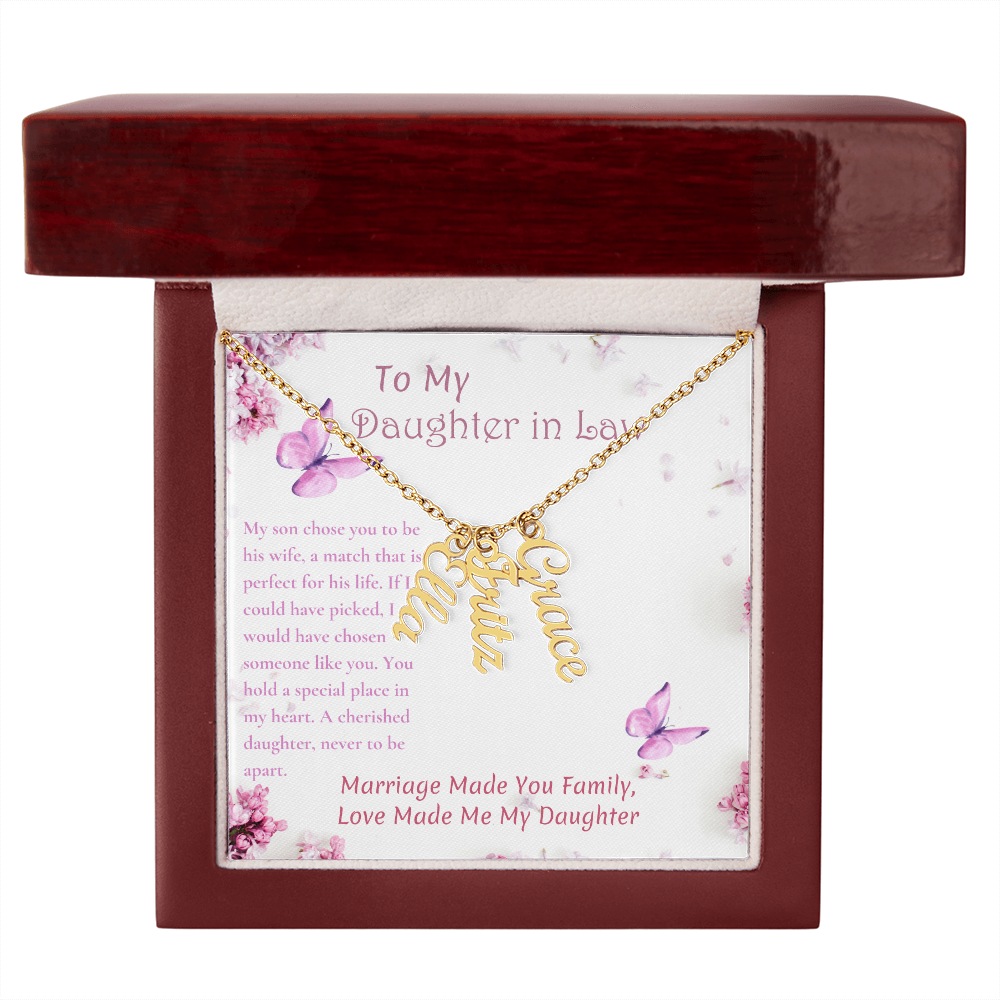 To My Daughter in Law Name Necklace Gift Set, Personalized Engraved Gift Daughter in Law Gift From Mother In Law