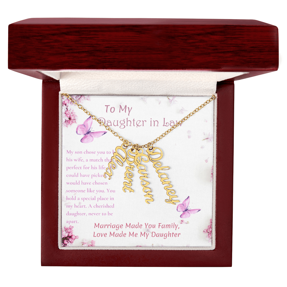 To My Daughter in Law Name Necklace Gift Set, Personalized Engraved Gift Daughter in Law Gift From Mother In Law