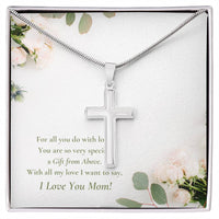 CMax Cross Artisan Crafted Stainless Steel Cross Necklace with Snake Chain with Customizable Message Card