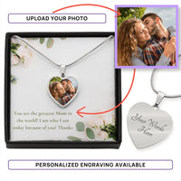 CMax Heart Shaped Pendant Personalized With Your Uploaded Photo and Engraved Back